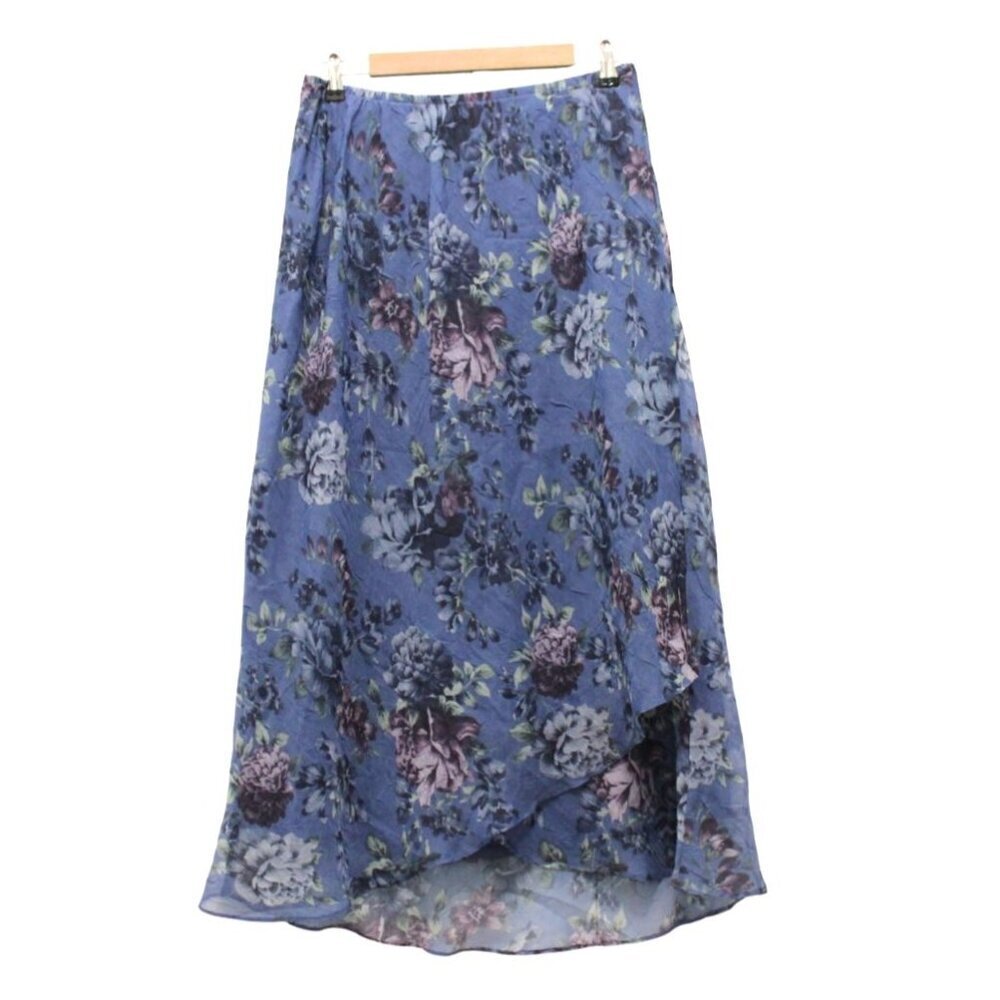 Vintage 90s Maxi Skirt Size 16 Floral Dark Romantic Grunge Layered Asymmetrical